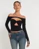 Malin Eloa Shrug Top in Black sold by Motel Rocks