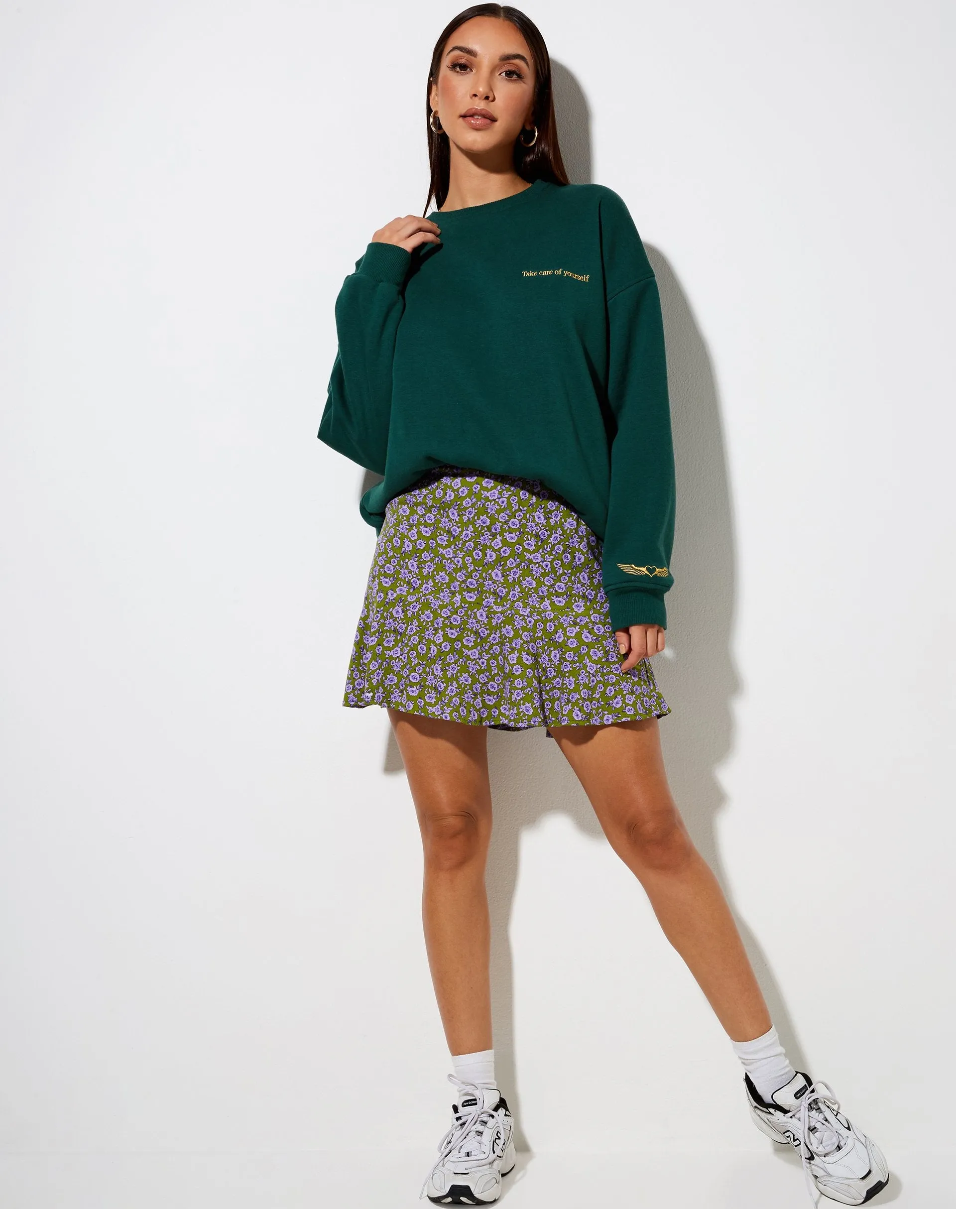 Gaelle Mini Skirt in Autumn Blossom Khaki sold by Motel Rocks product image thumbnail 2