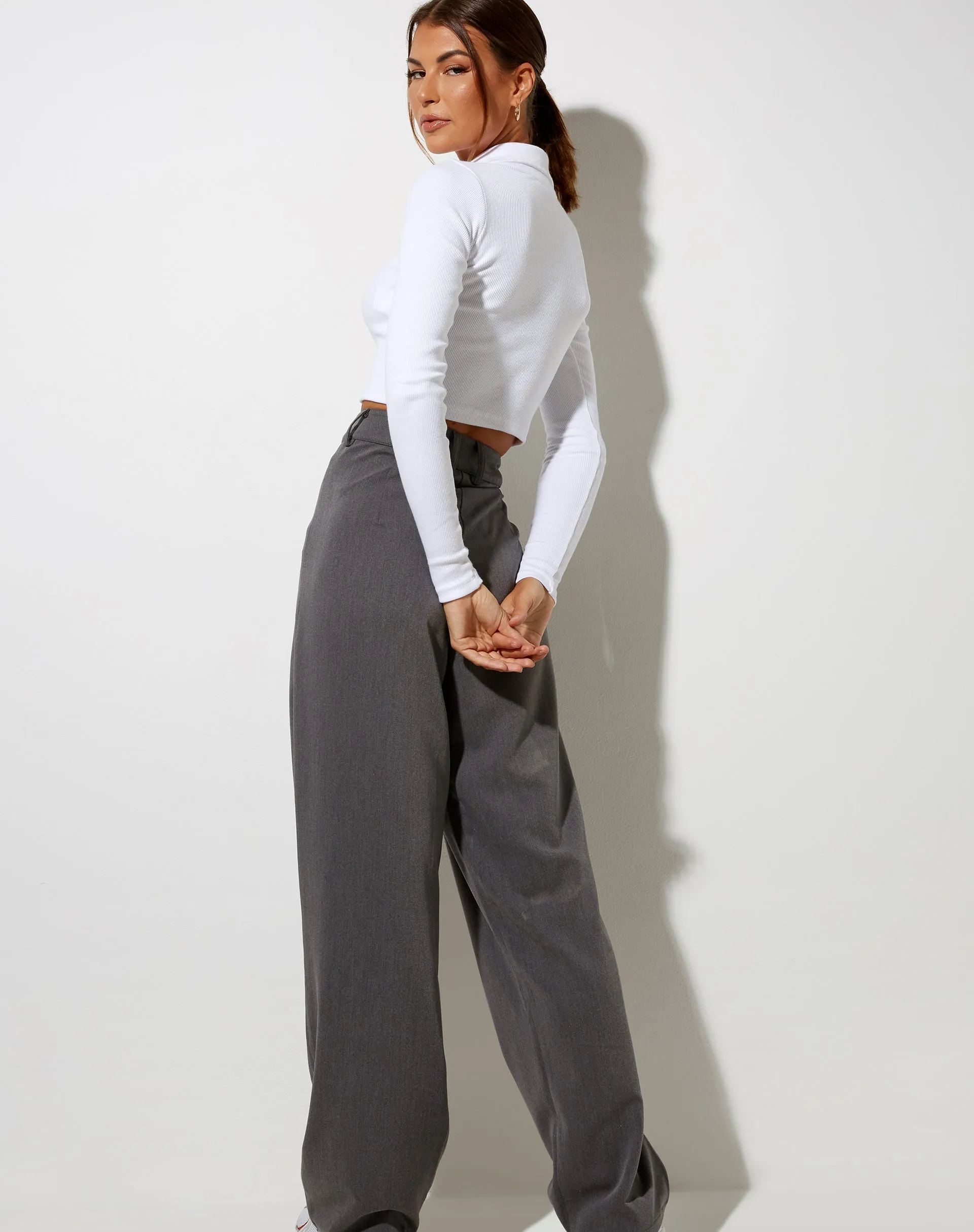 Ryals Long Sleeve Top in Rib White sold by Motel Rocks product image thumbnail 2