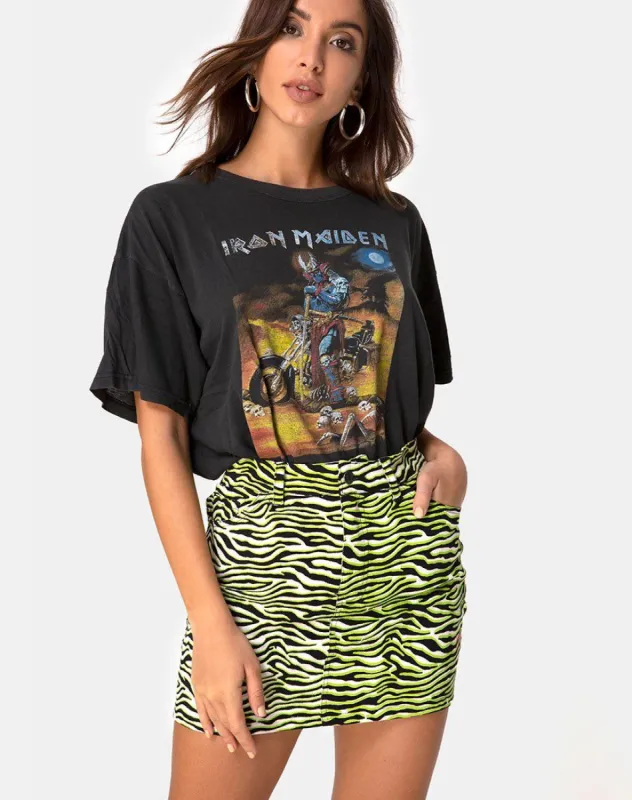 Mini Broomy Skirt in Zebra Fluro Green sold by Motel Rocks