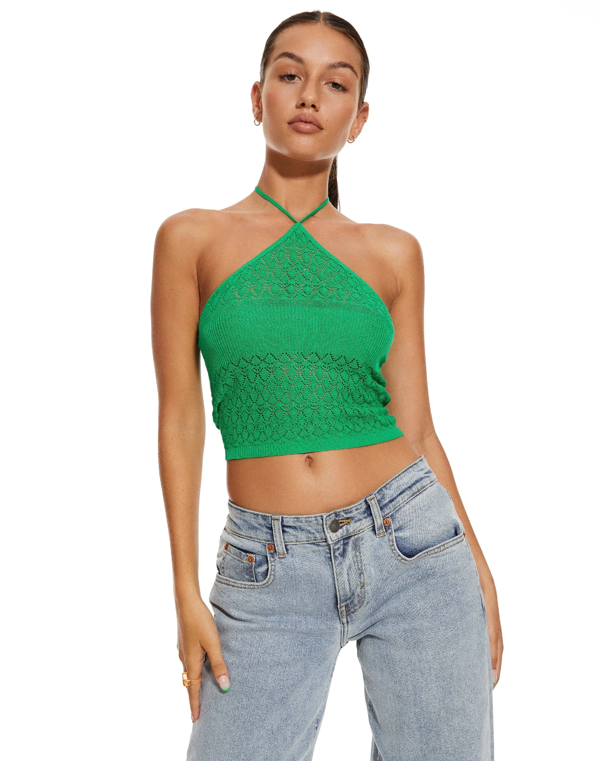MOTEL X BARBARA Jinu Crop Top in Green sold by Motel Rocks product image thumbnail 3