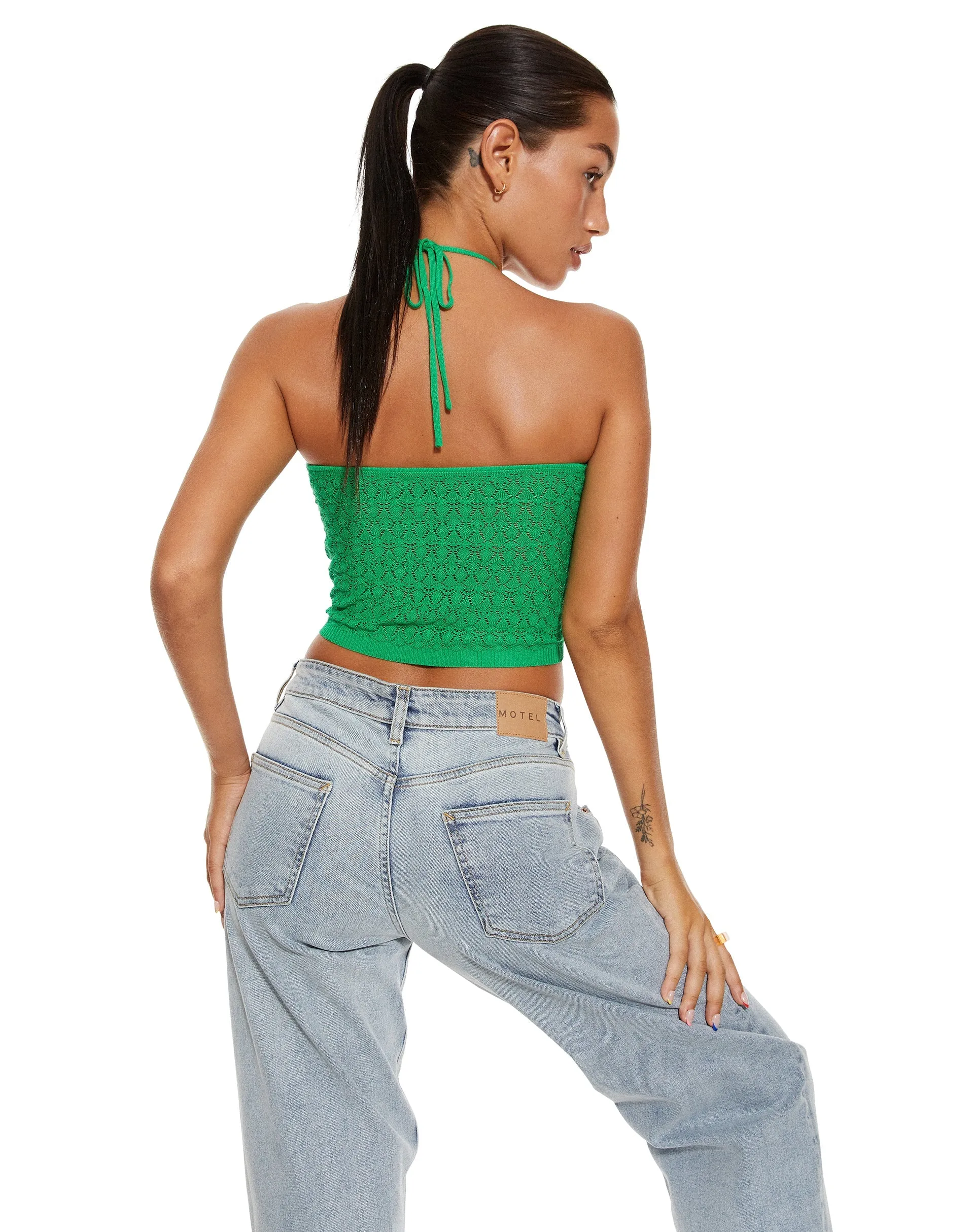 MOTEL X BARBARA Jinu Crop Top in Green sold by Motel Rocks product image thumbnail 4