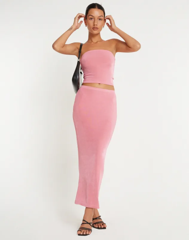 Tulus Maxi Skirt in Pink sold by Motel Rocks