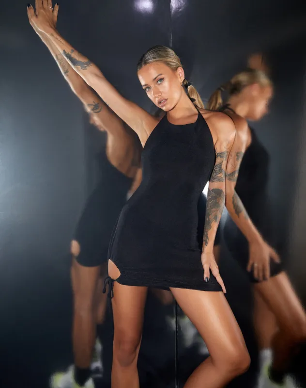 Tadria Bodycon Dress in Crepe Black sold by Motel Rocks