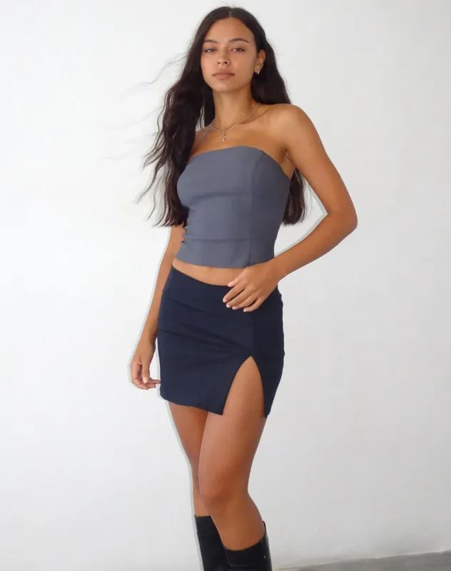 Pelma Mini Skirt in Twill Black sold by Motel Rocks