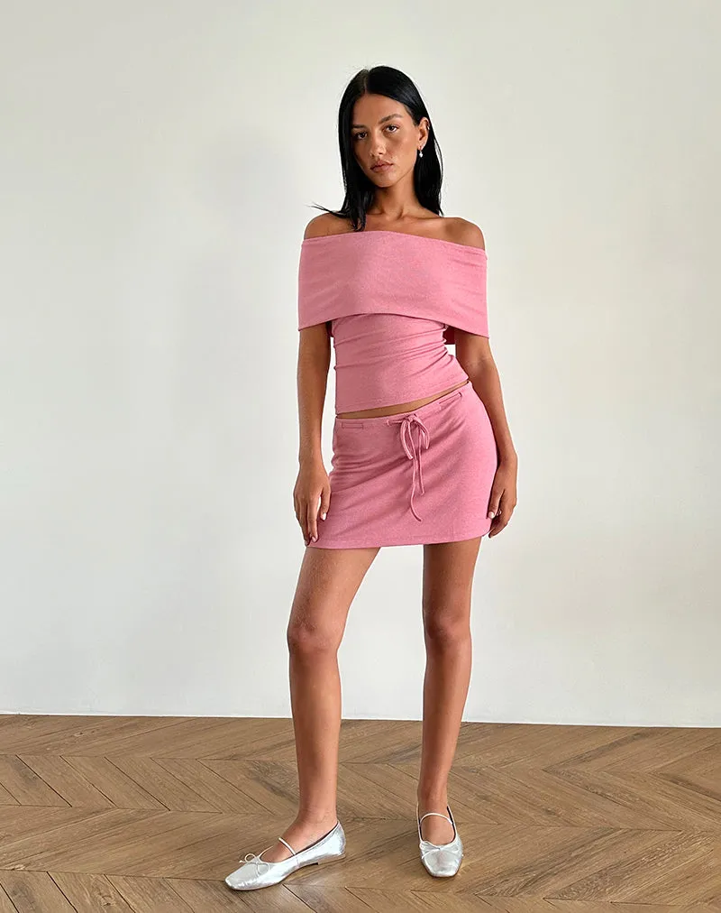 Thalassa Off the Shoulder Top in Dusky Pink Sheer Knit sold by Motel Rocks product image thumbnail 2