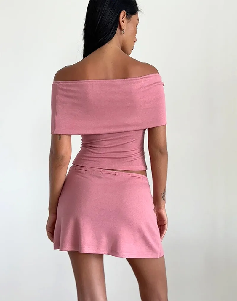 Thalassa Off the Shoulder Top in Dusky Pink Sheer Knit sold by Motel Rocks product image thumbnail 4