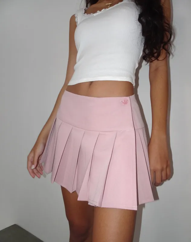 Casini Pleated Micro Skirt in Pink sold by Motel Rocks