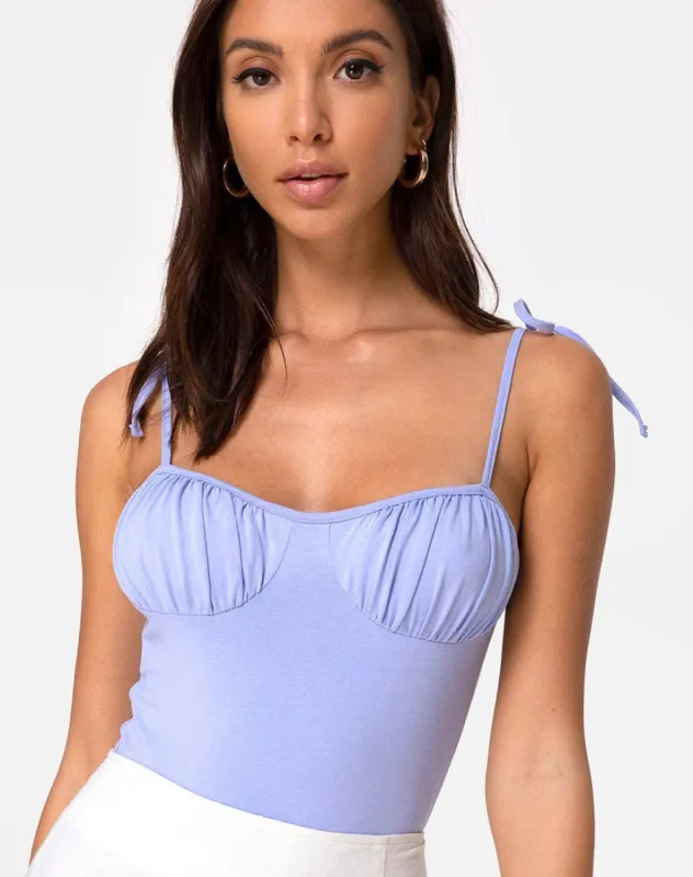 Jella Bodice in Cornflower Blue sold by Motel Rocks