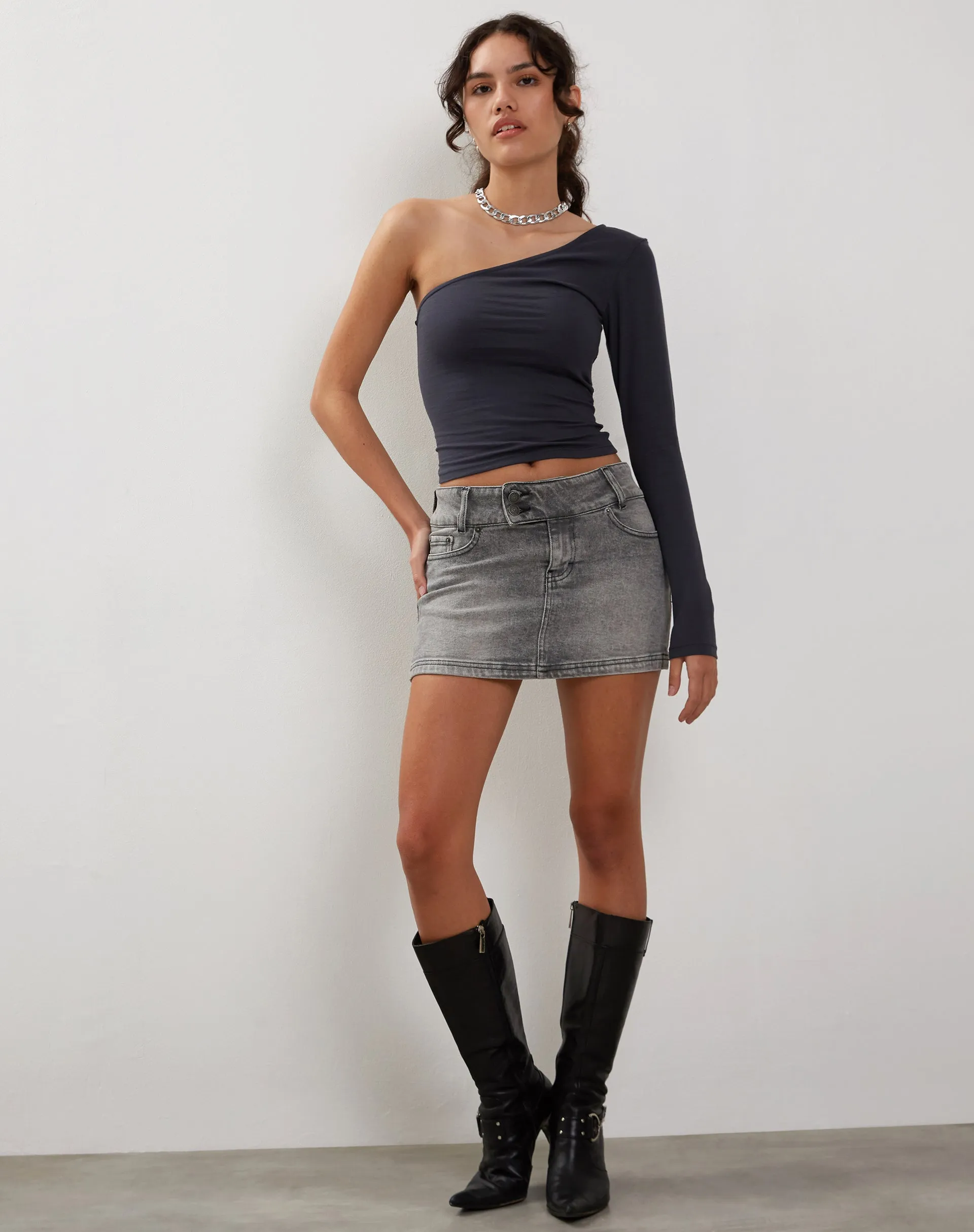 Bayge One Shoulder Top in Ocean Storm sold by Motel Rocks product image thumbnail 2