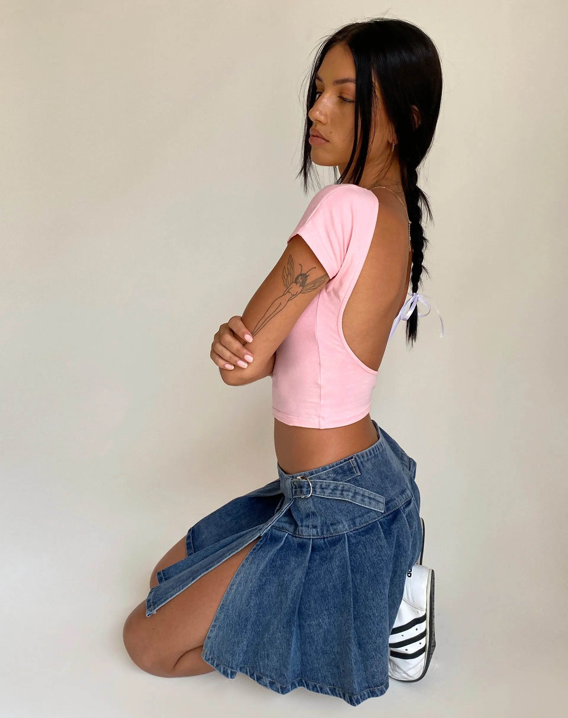 Xiwang Crop Top in Ballet Pink sold by Motel Rocks