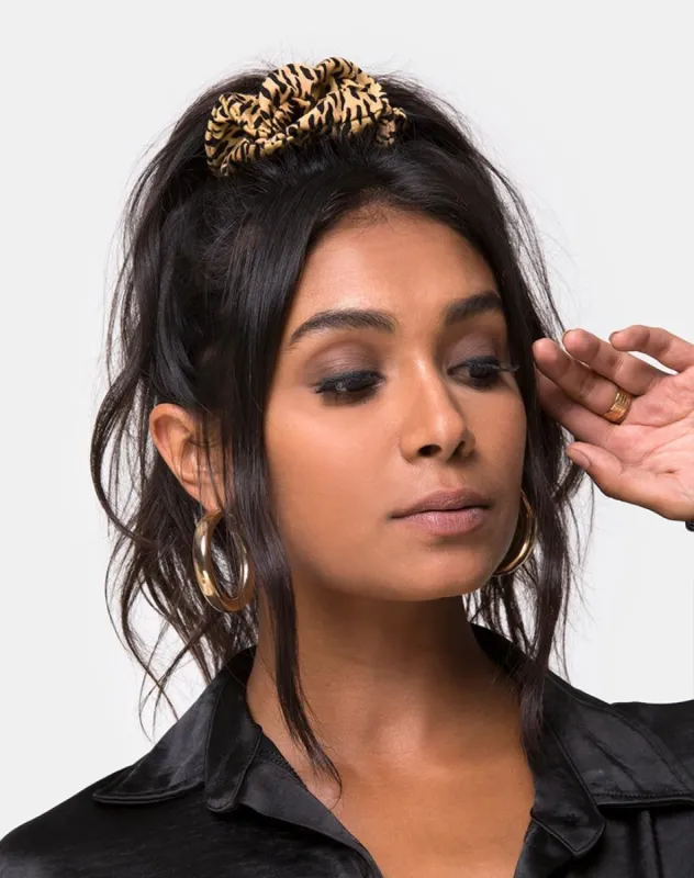 Scrunchie in Mini Tiger Brown sold by Motel Rocks