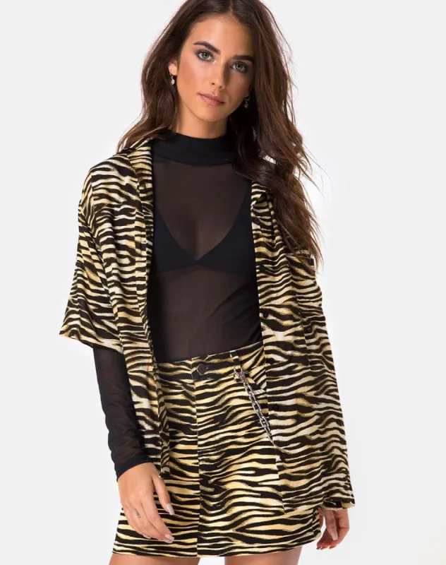 Hawaiian Shirt in Zip's Zebra Brown made by Motel Rocks