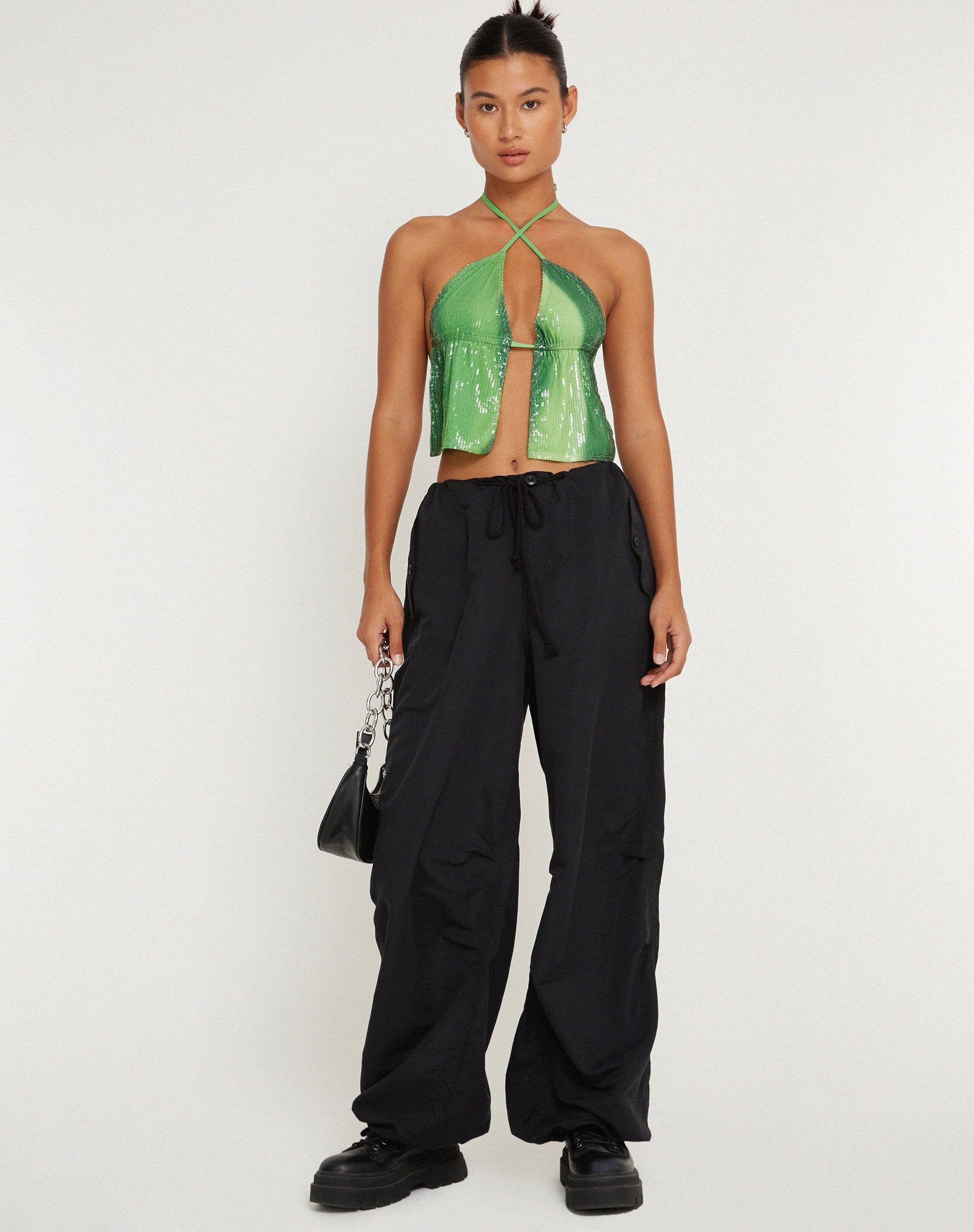 Runita Halter Top in Sequin Solarized Green sold by Motel Rocks product image thumbnail 5