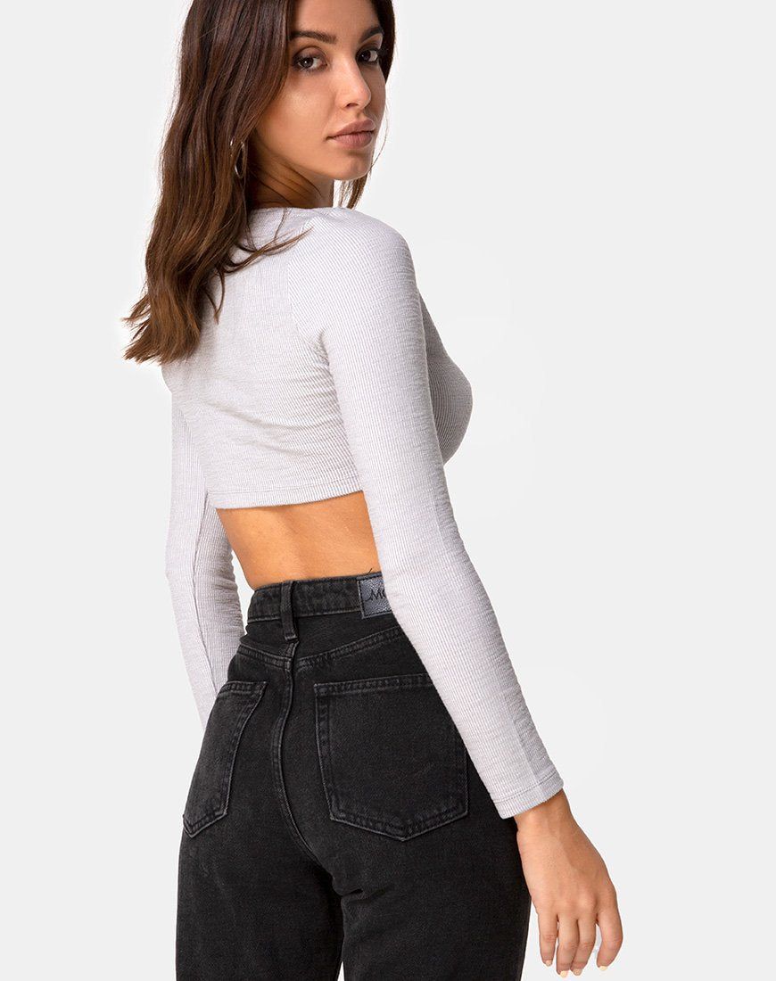 Guan Crop Top in Rib Grey sold by Motel Rocks product image thumbnail 2