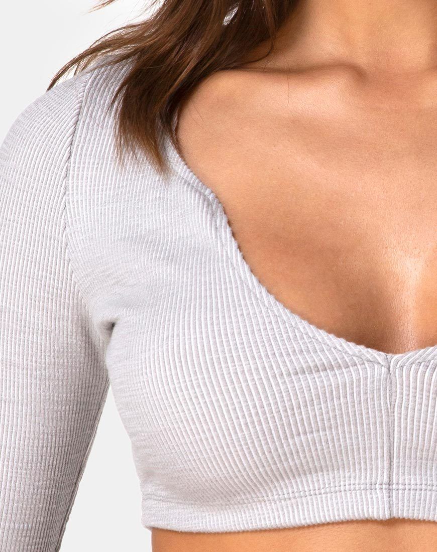 Guan Crop Top in Rib Grey sold by Motel Rocks product image thumbnail 5