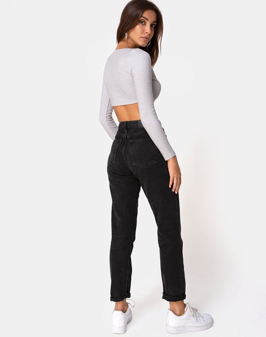 Guan Crop Top in Rib Grey sold by Motel Rocks product image thumbnail 4