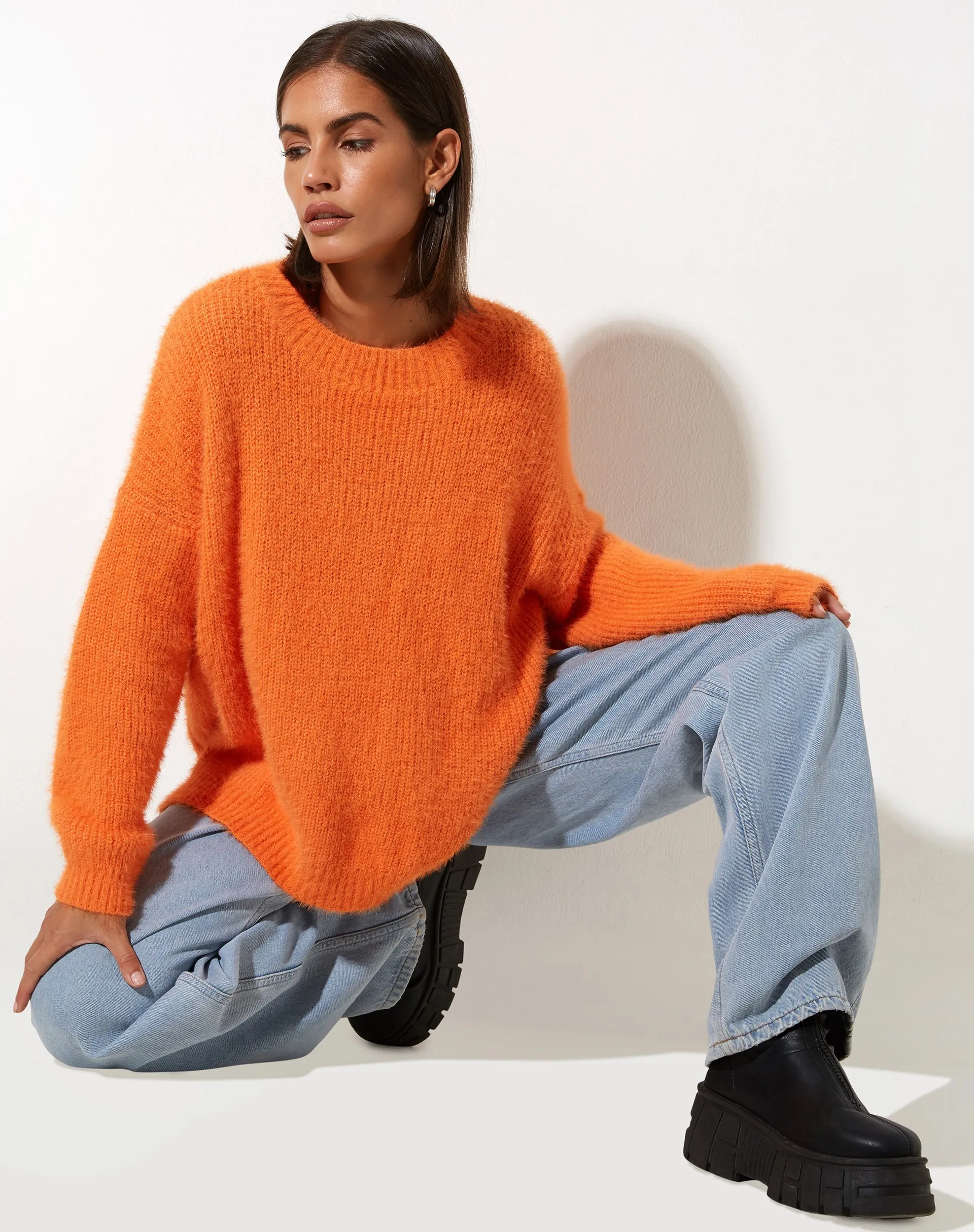 Bondy Jumper in Knit Persimmon Orange sold by Motel Rocks product image thumbnail 4