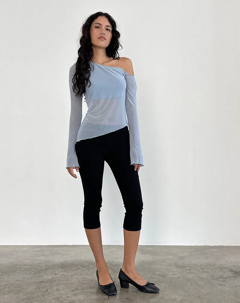 Narcissa Asymmetric Long Sleeve Top in Mesh Light Blue sold by Motel Rocks product image thumbnail 4