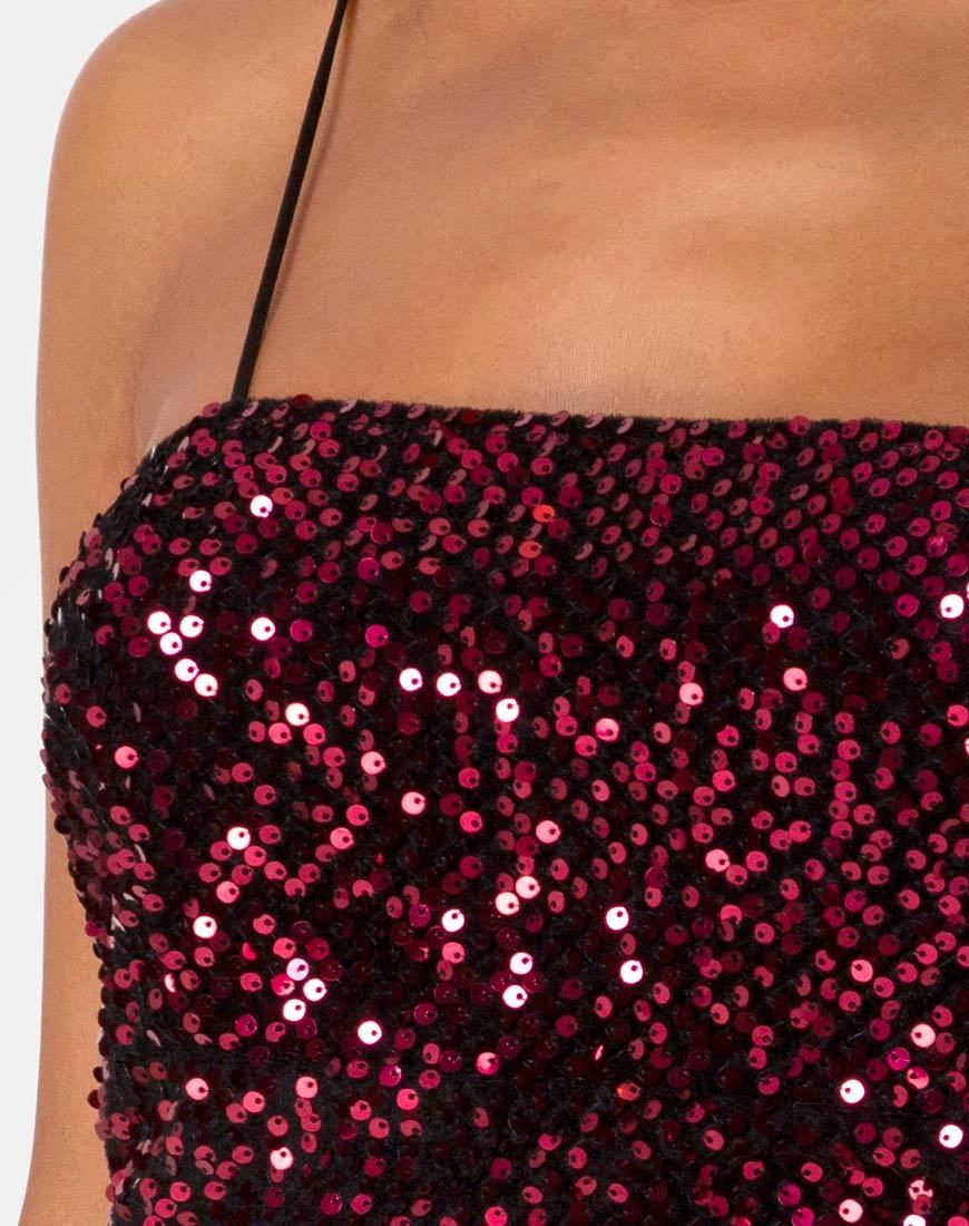 Cecile Slip Dress in Velvet Wine Sequin sold by Motel Rocks product image thumbnail 5