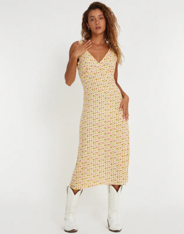Lisheva Midi Dress in Daisy Chain Cream sold by Motel Rocks
