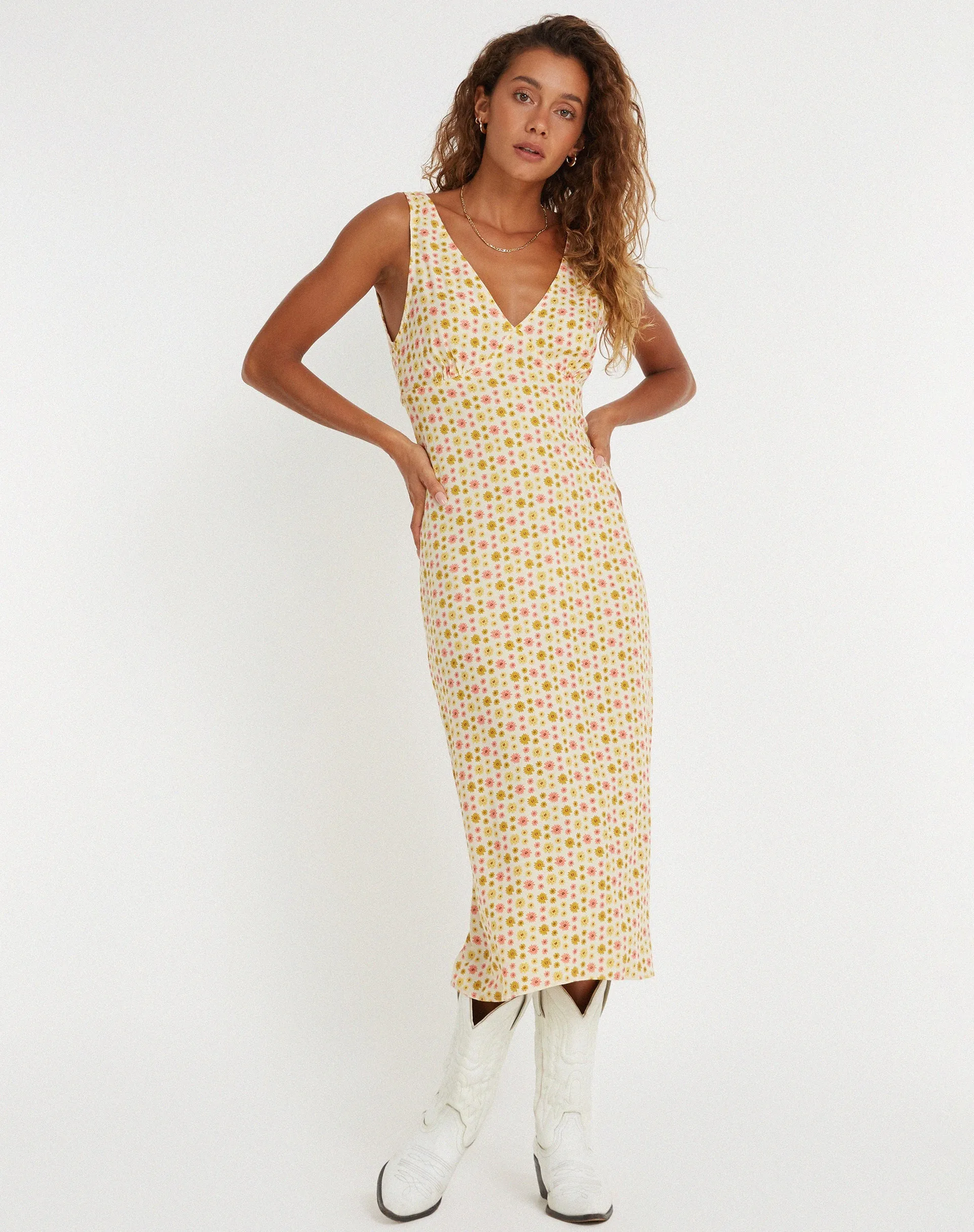 Lisheva Midi Dress in Daisy Chain Cream sold by Motel Rocks product image thumbnail 3