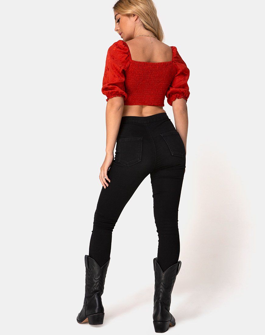 Lilian Crop Top in Satin Rose Rust sold by Motel Rocks product image thumbnail 4