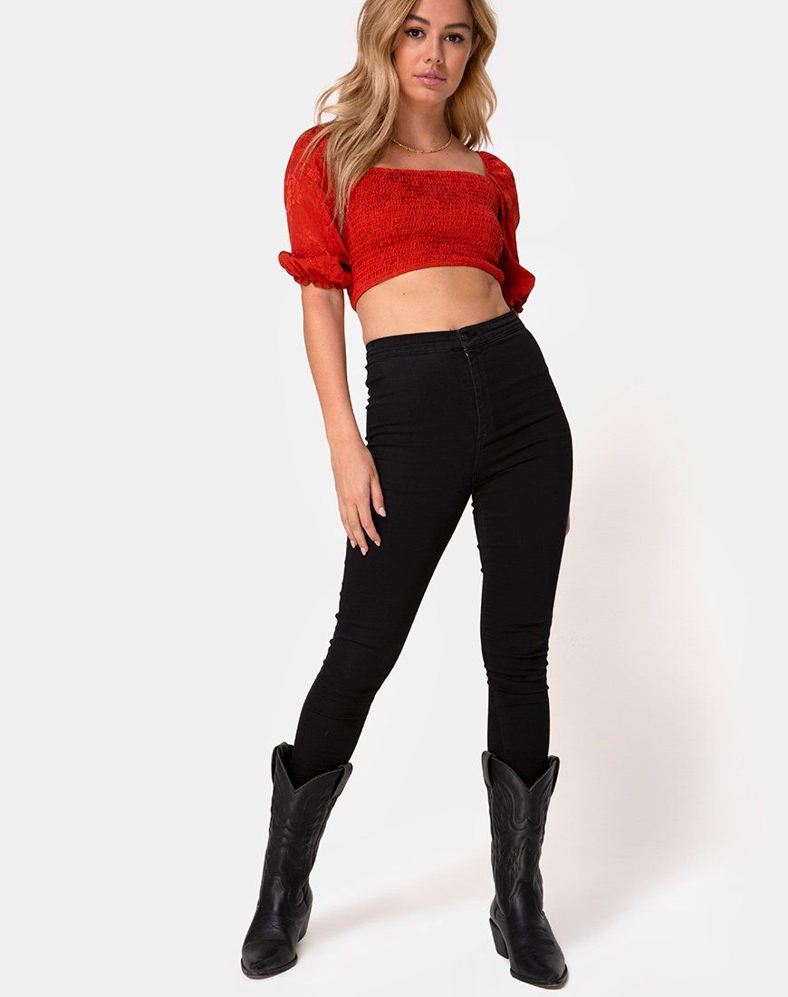 Lilian Crop Top in Satin Rose Rust sold by Motel Rocks product image thumbnail 3
