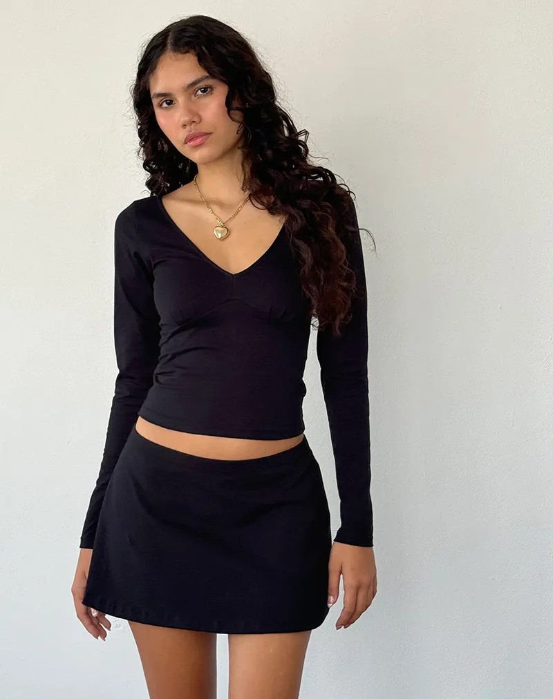 Sisil Long Sleeve Top in Black sold by Motel Rocks