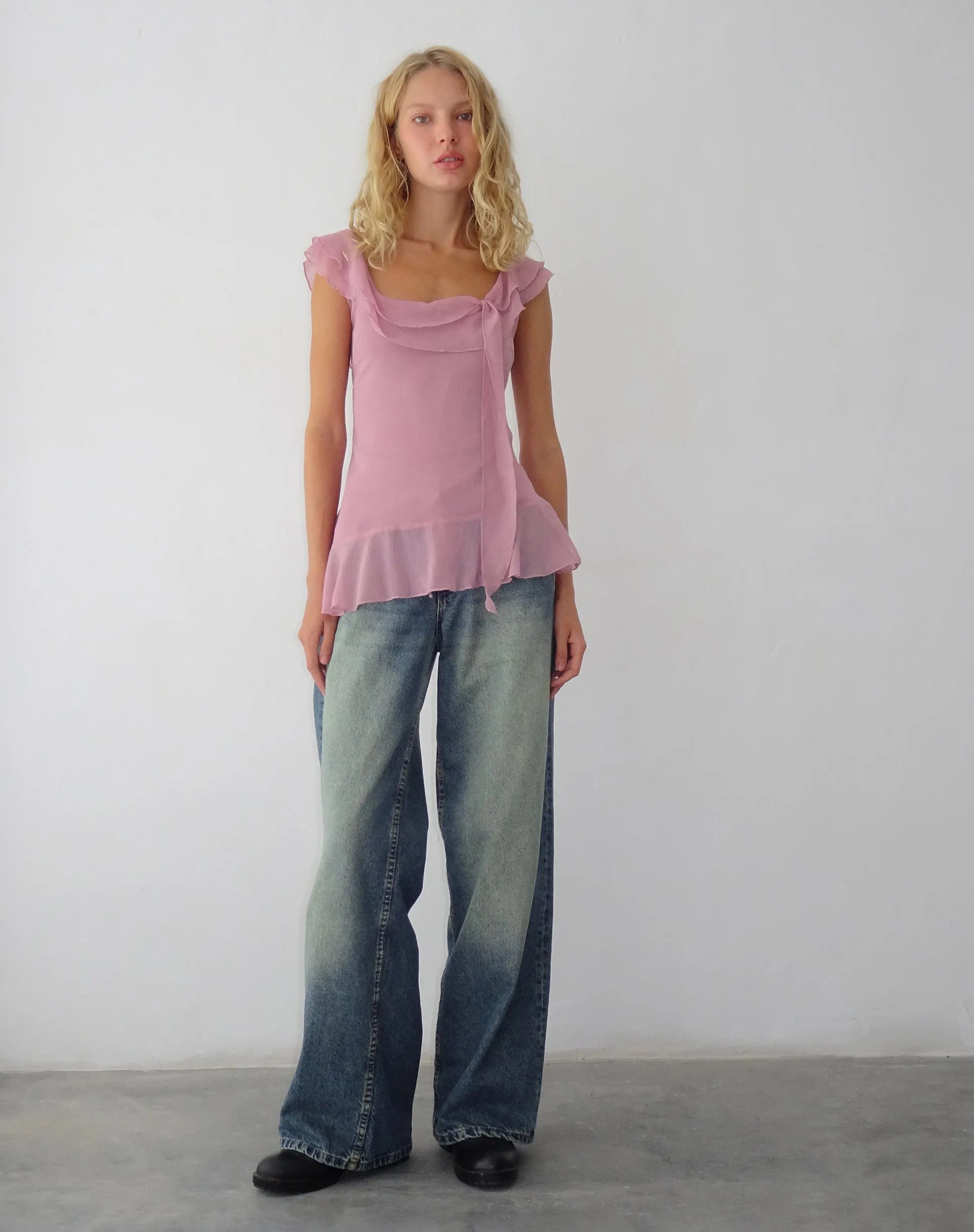 Piro Ruffle Longline Top in Light Plum sold by Motel Rocks product image thumbnail 3