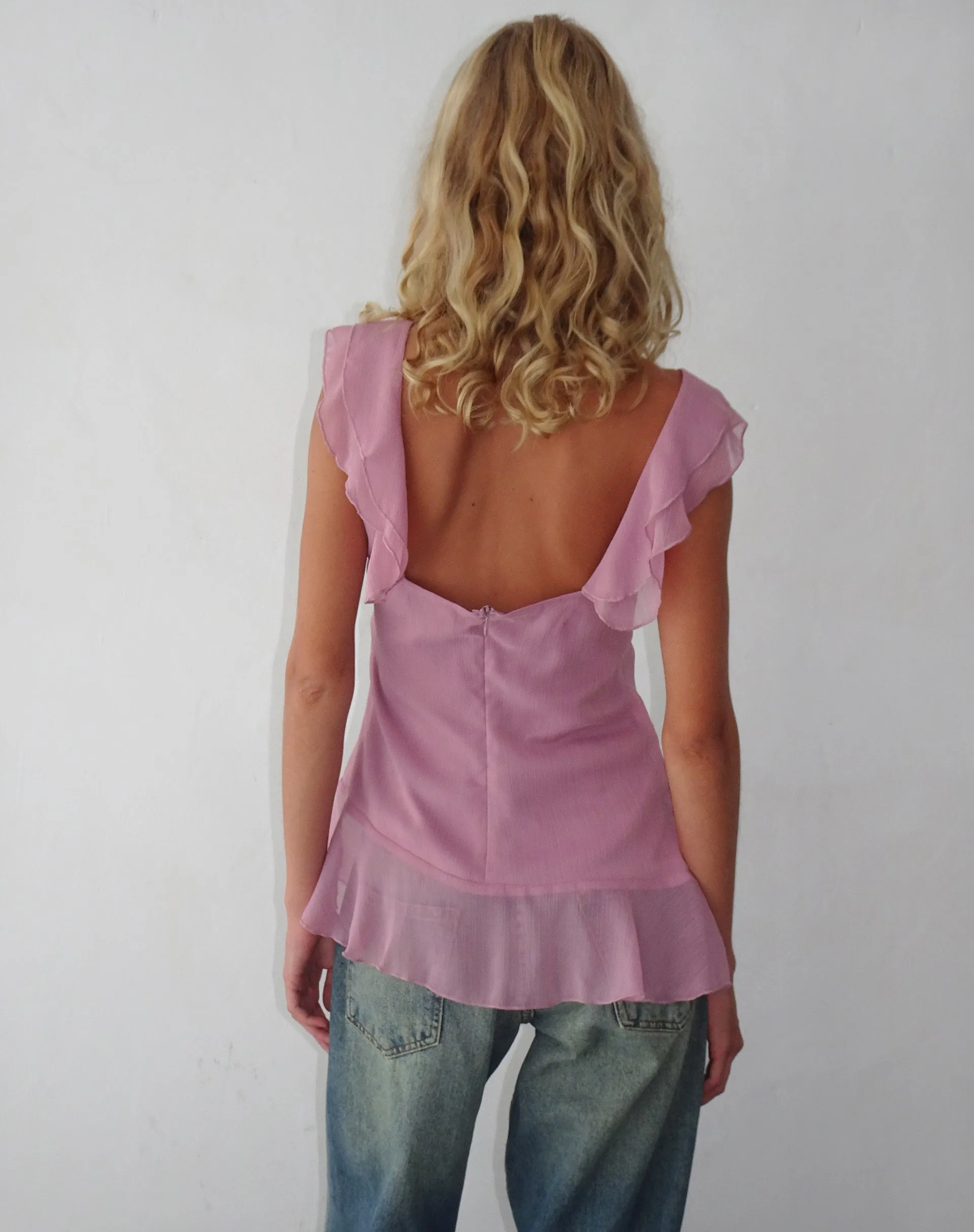 Piro Ruffle Longline Top in Light Plum sold by Motel Rocks product image thumbnail 5