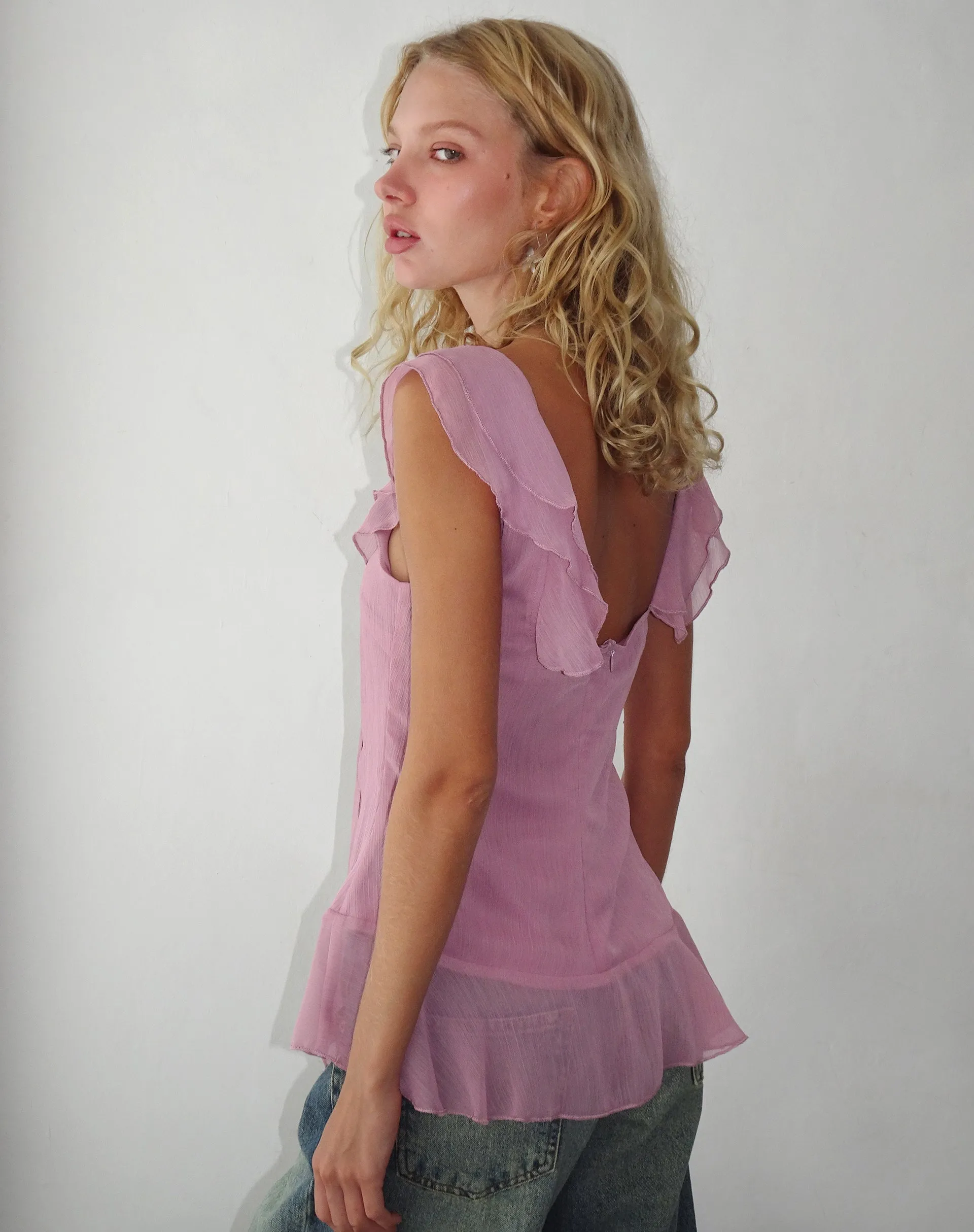 Piro Ruffle Longline Top in Light Plum sold by Motel Rocks product image thumbnail 4
