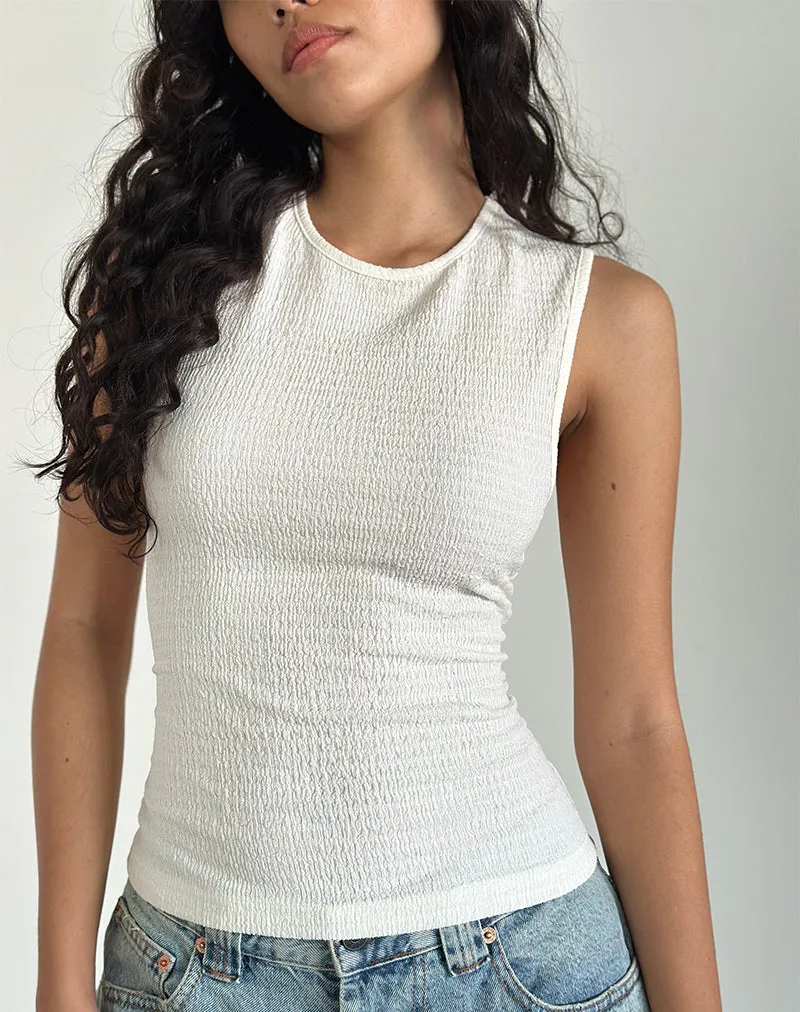 Mohala Top in Crinkle Ivory sold by Motel Rocks