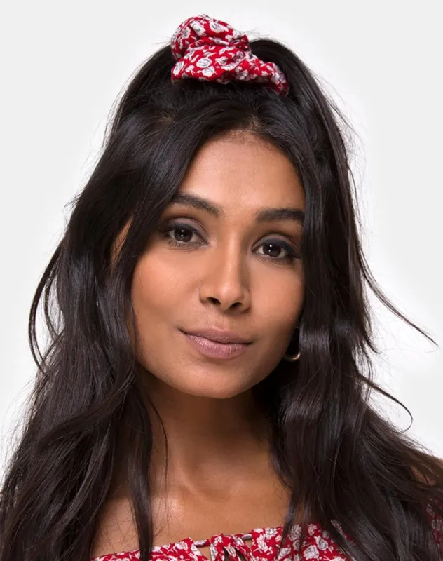 Scrunchie in Disty Rose Red Silver sold by Motel Rocks