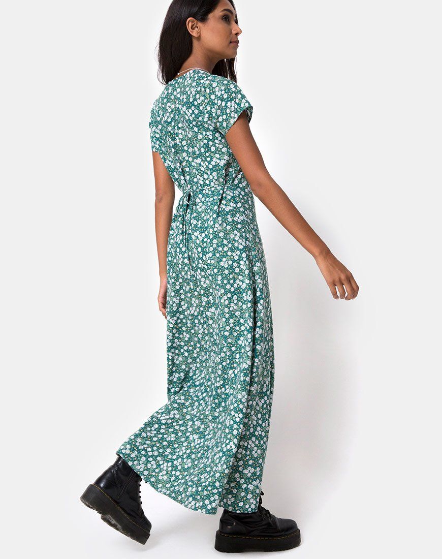 Sanrin Midi Dress in Floral Field Green sold by Motel Rocks product image thumbnail 4