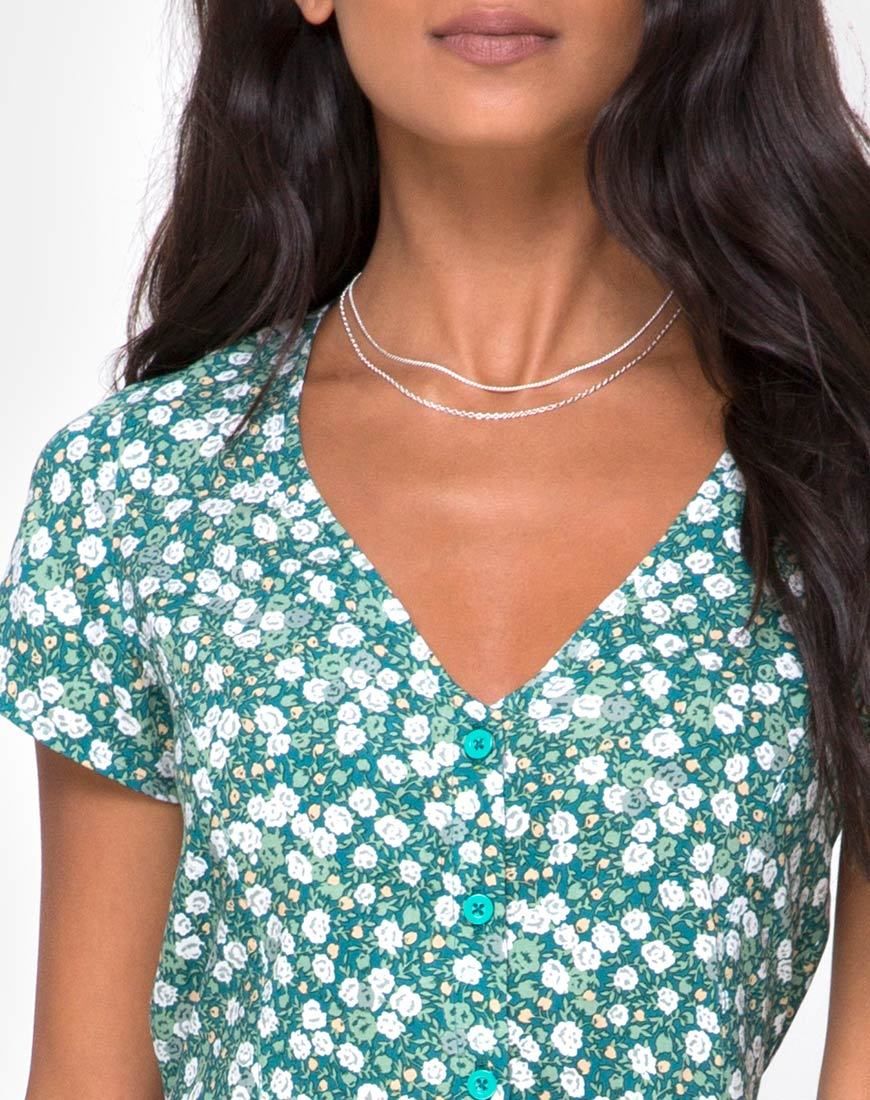 Sanrin Midi Dress in Floral Field Green sold by Motel Rocks product image thumbnail 5