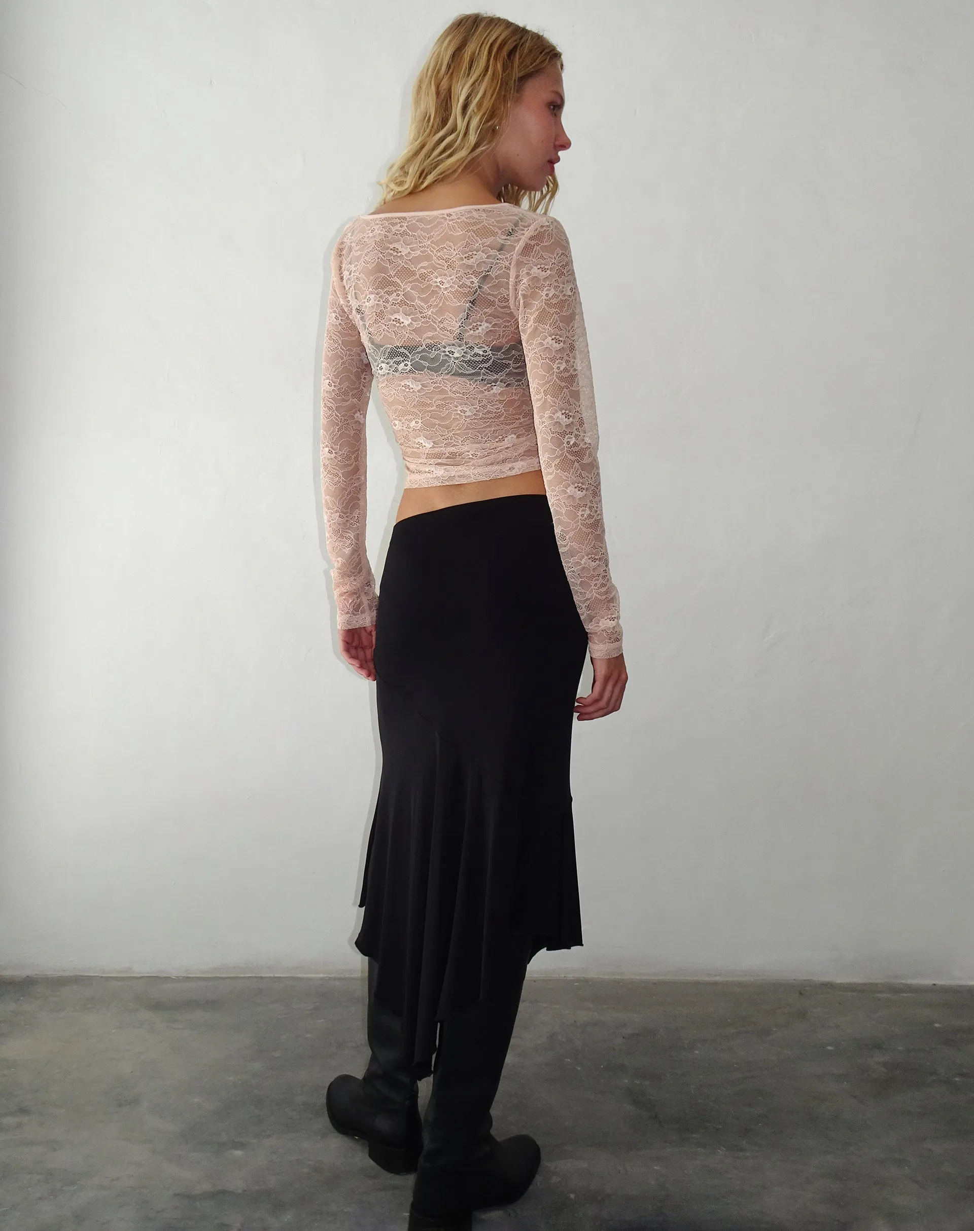 Lainey Long Sleeve Lace Top in Blush sold by Motel Rocks product image thumbnail 4
