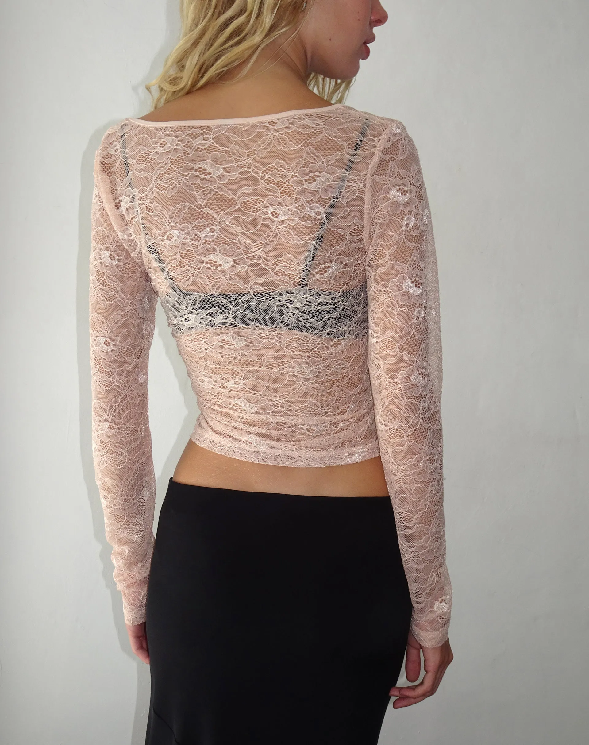 Lainey Long Sleeve Lace Top in Blush sold by Motel Rocks product image thumbnail 3