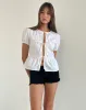 Ryota Tie Front Blouse in White with White Binding sold by Motel Rocks