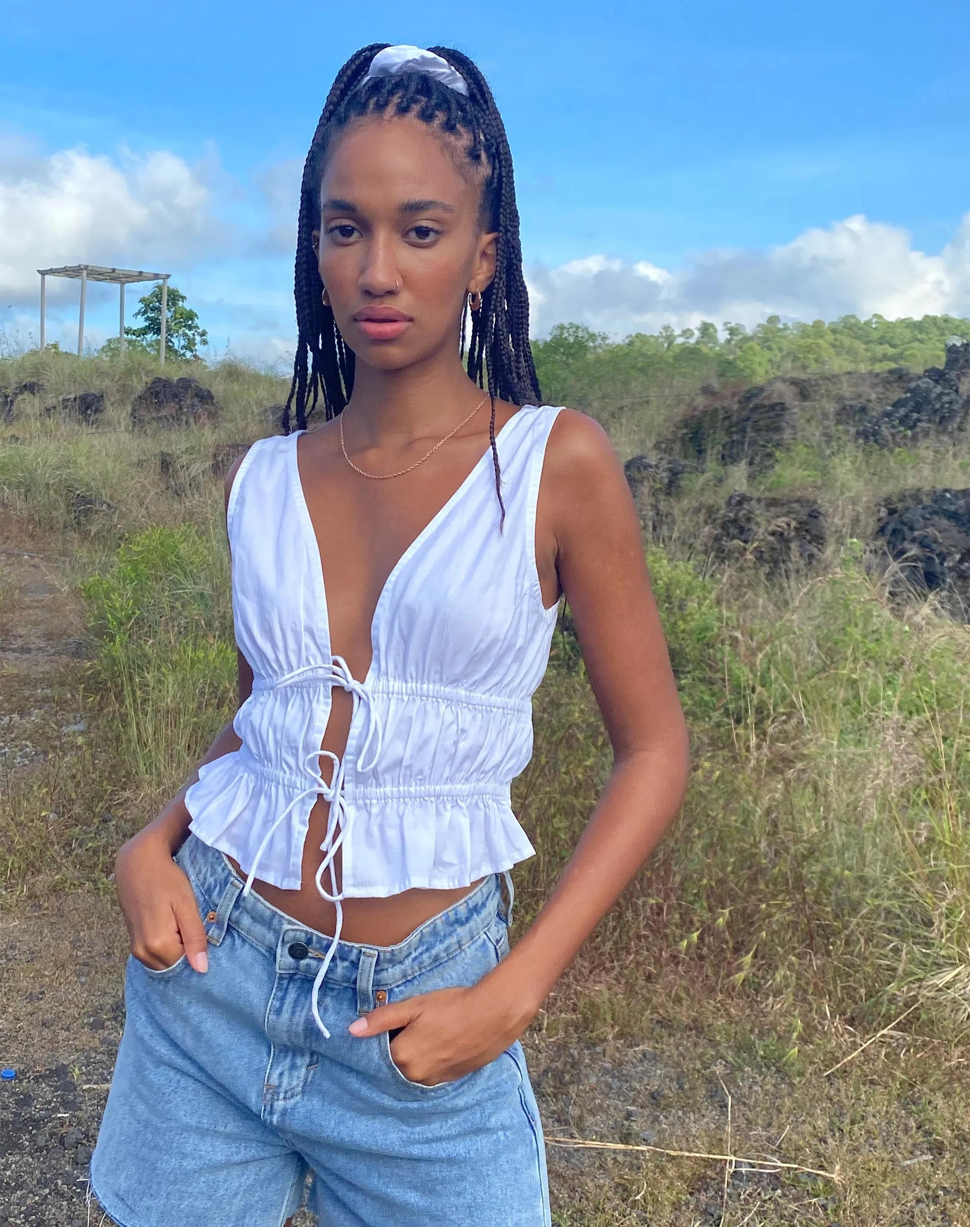 Kayson Crop Top in White sold by Motel Rocks product image thumbnail 2