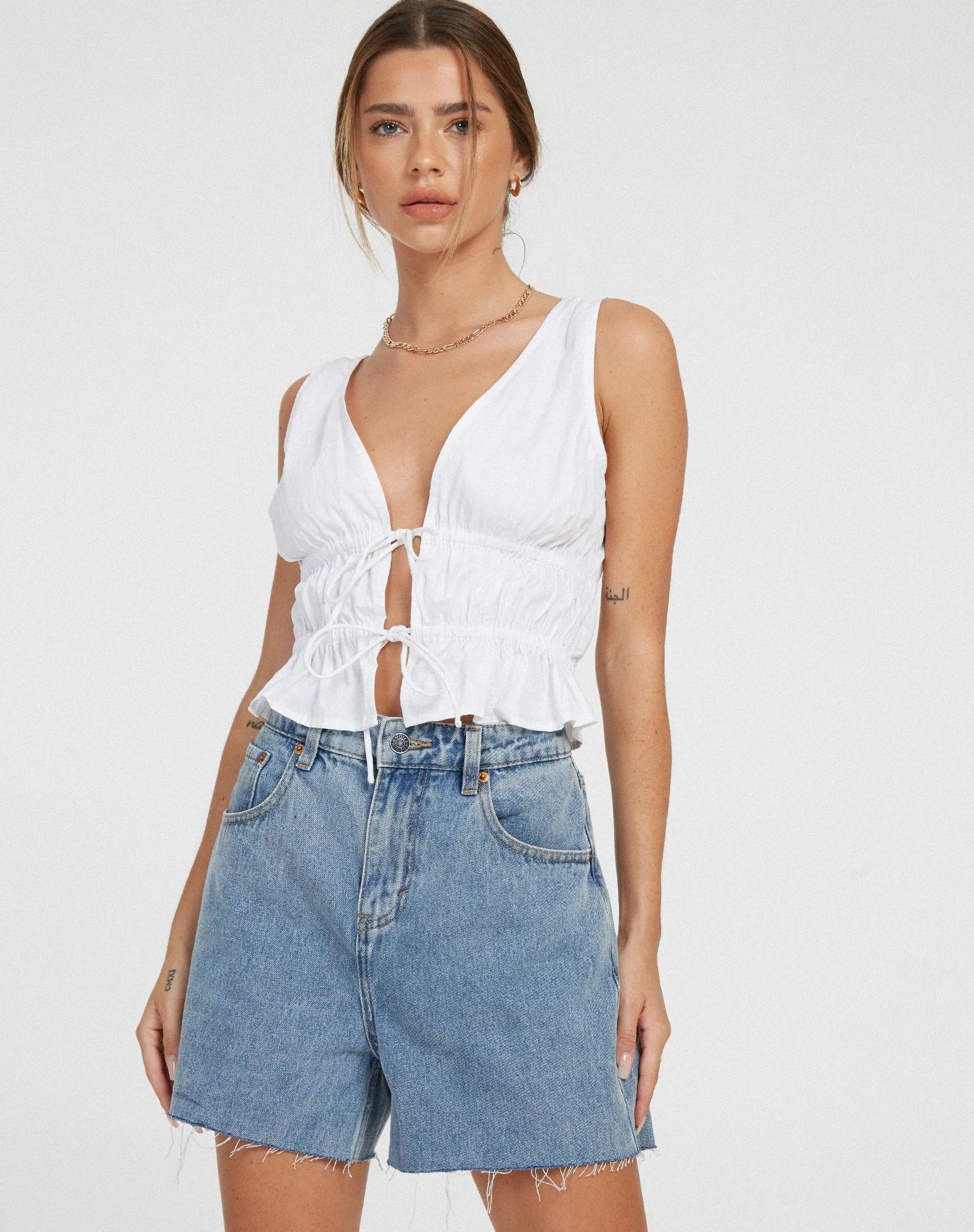 Kayson Crop Top in White sold by Motel Rocks product image thumbnail 3