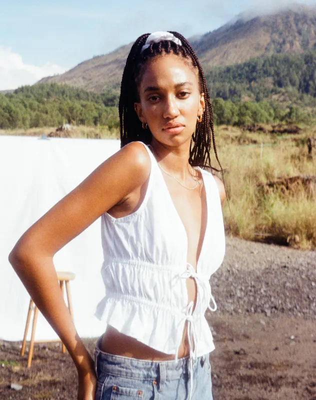 Kayson Crop Top in White sold by Motel Rocks