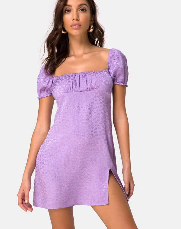 Lonma Mini Dress in Satin Ditsy Rose Lavender sold by Motel Rocks
