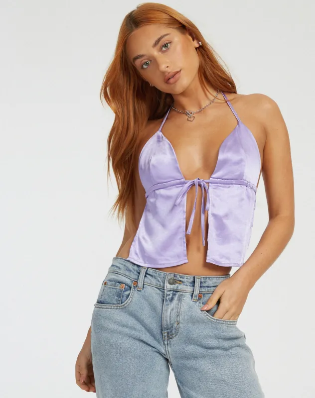 Arula Cami Top in Satin Lilac sold by Motel Rocks