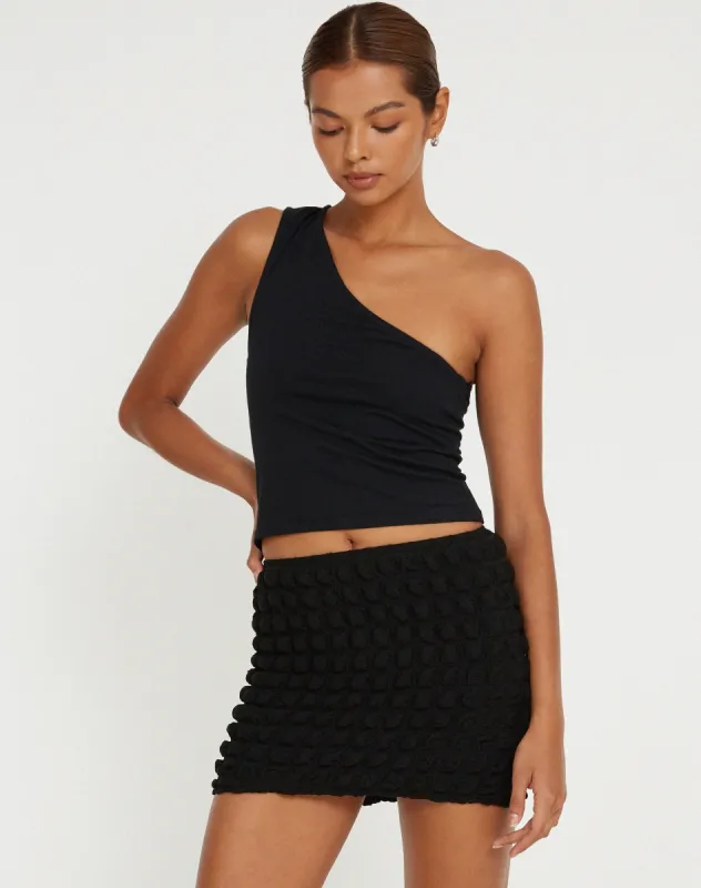 Guida Mini Skirt in Big Bubble Black sold by Motel Rocks