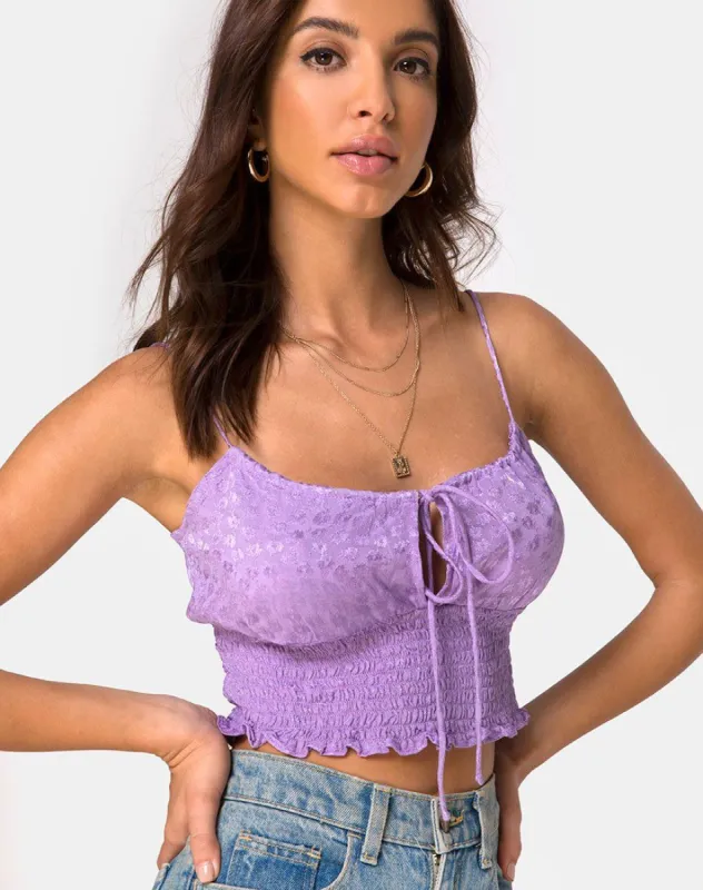 Gemala Cami Top in Satin Ditsy Rose Lavender sold by Motel Rocks