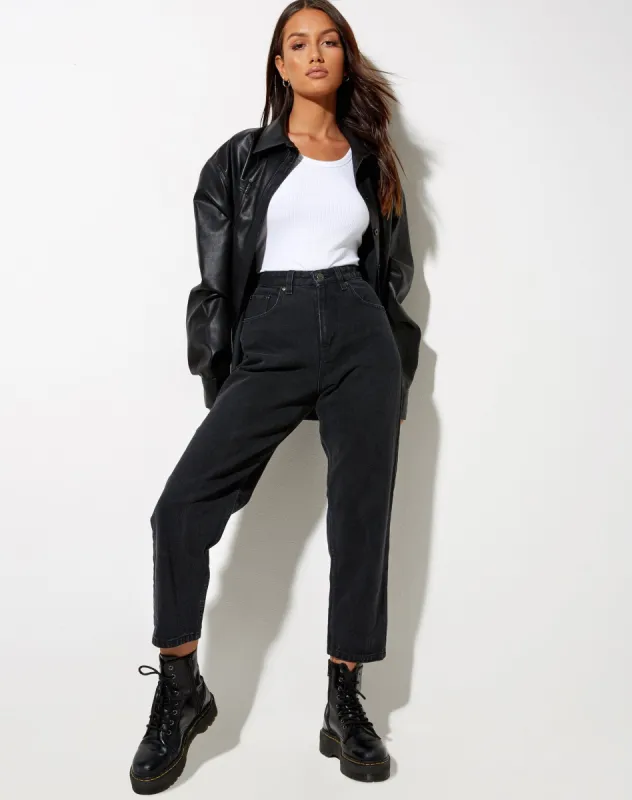 Mom Jeans in Black Wash sold by Motel Rocks