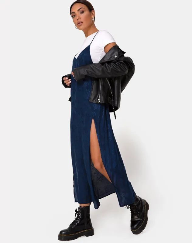 Hime Dress in Satin Blue Rose sold by Motel Rocks