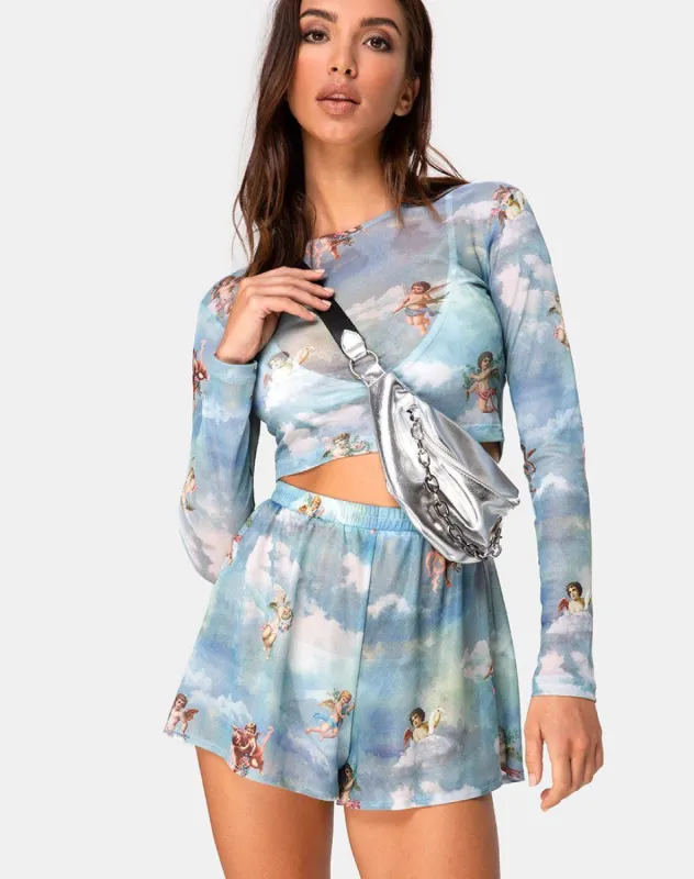 Boris Short in Angel Mesh Sky Blue sold by Motel Rocks