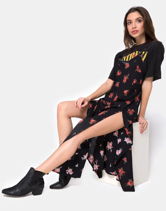 Hime Maxi Dress in Soi Rose Black and Red sold by Motel Rocks